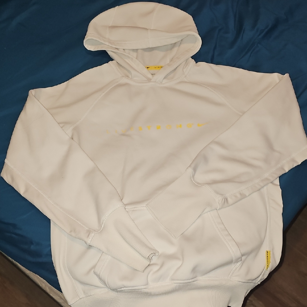 Nike White Hoodie with Yellow Accents